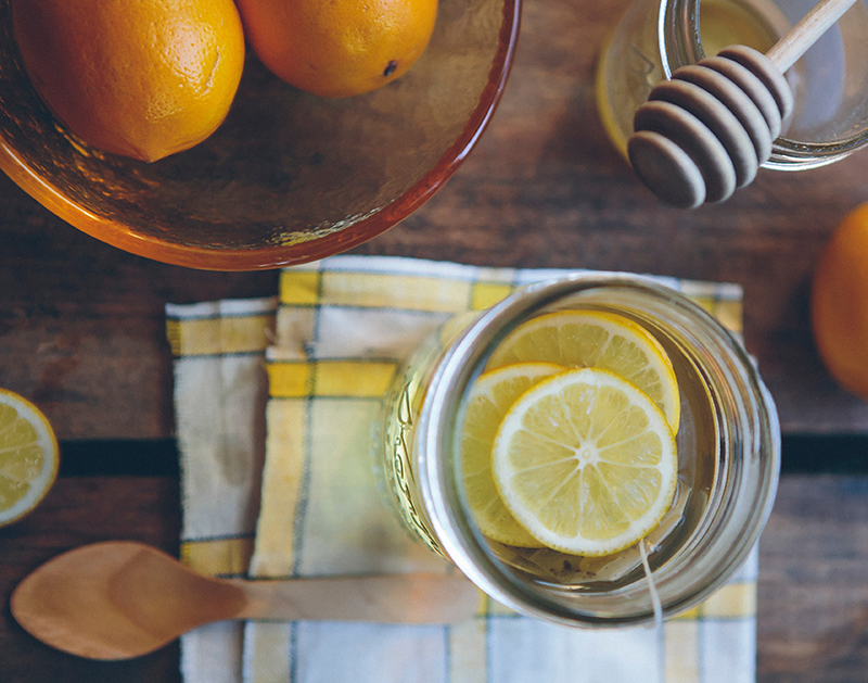 Image of a mason jar of lemon tea